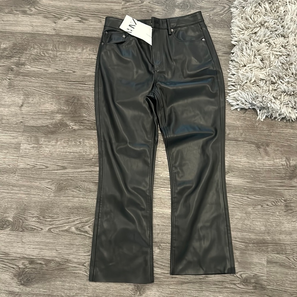 NEW WITH TAGS Zara Faux Leather Straight Leg Pants